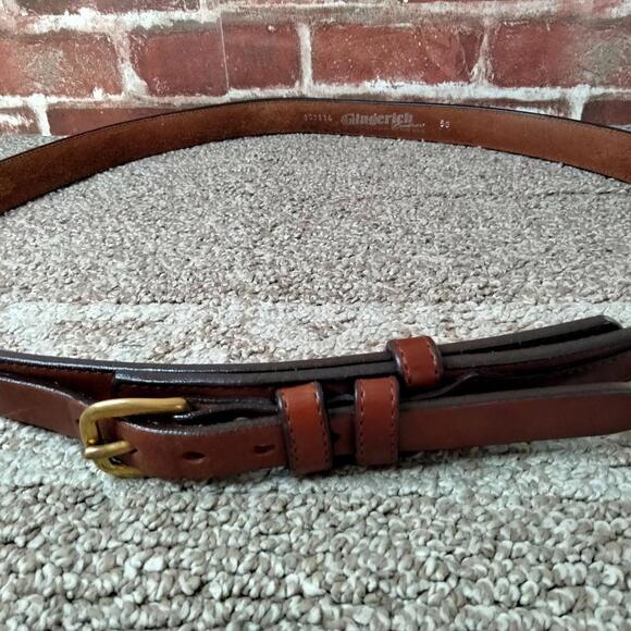 Other - Gingerich Leather Mens Western Belt Size 50 Brown Harness Brass Studded USA 8575